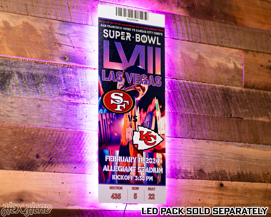 Kansas City Chiefs Super Bowl LVIII Ticket Stub Single Layer Metal Wall Art