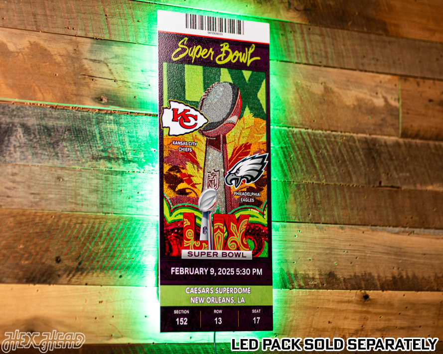Philadelphia Eagles Personalized Super Bowl LIX Ticket Stub Single Layer Metal Wall Art