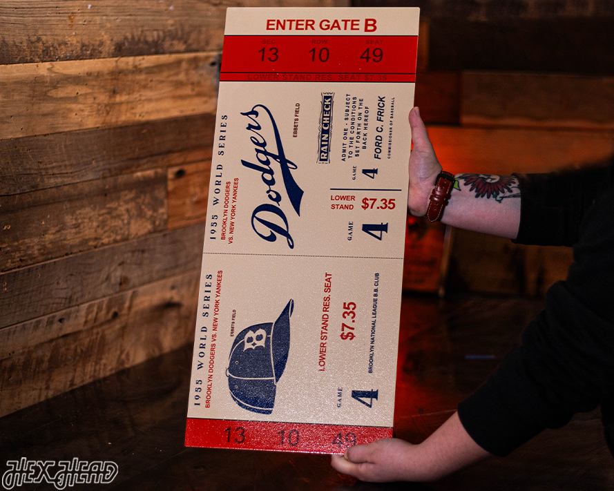 Los Angeles Dodgers 1955 World Series Ticket Stub Single Layer Metal Wall Art