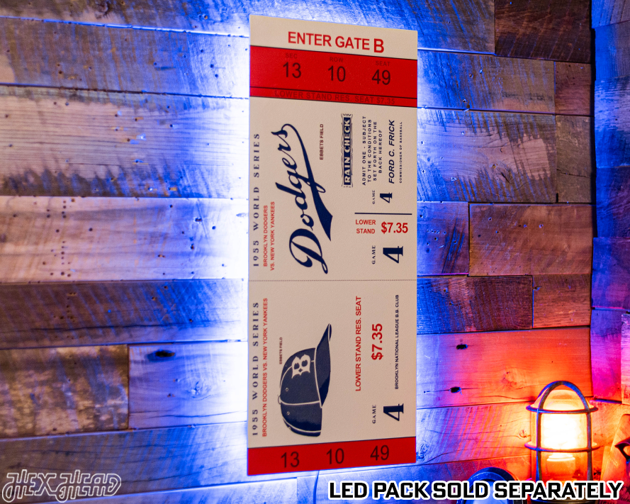 Los Angeles Dodgers Personalized 1955 World Series Ticket Stub Single Layer Metal Wall Art
