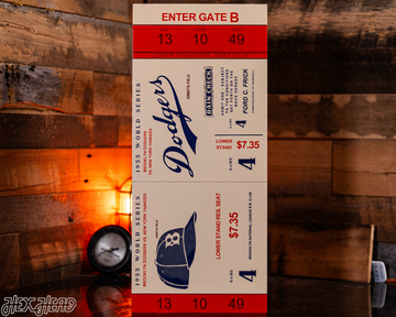 Los Angeles Dodgers Personalized 1955 World Series Ticket Stub Single Layer Metal Wall Art