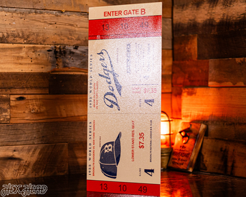 Los Angeles Dodgers Personalized 1955 World Series Ticket Stub Single Layer Metal Wall Art