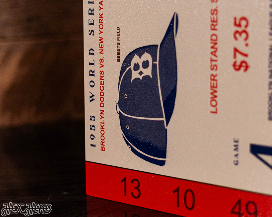 Los Angeles Dodgers Personalized 1955 World Series Ticket Stub Single Layer Metal Wall Art