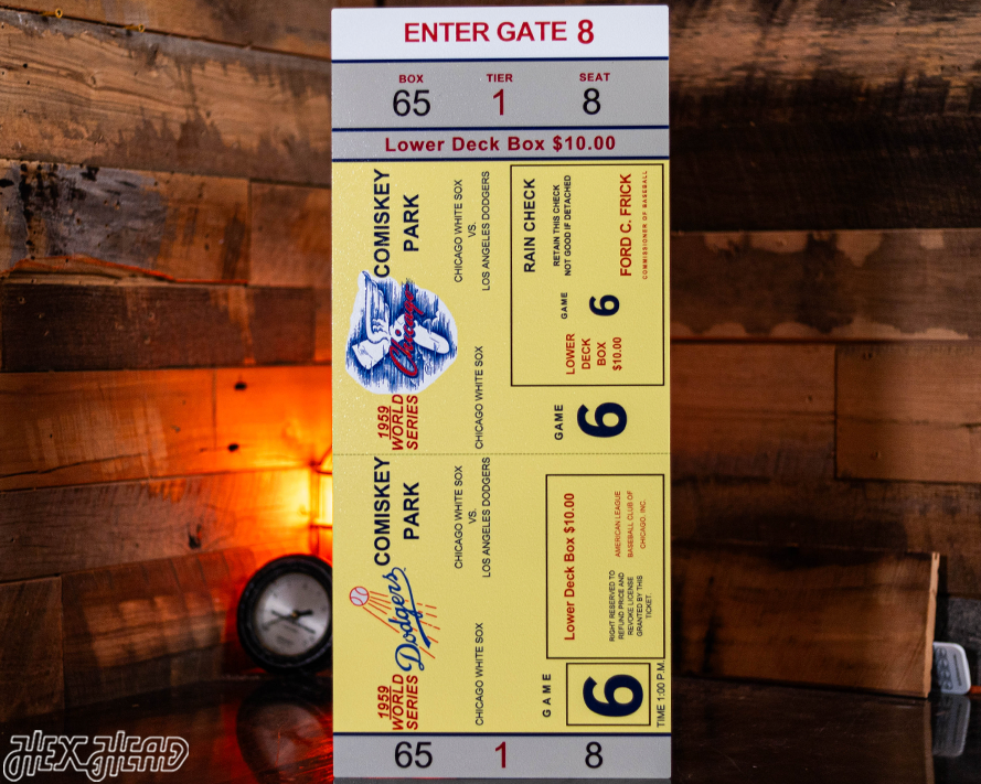Los Angeles Dodgers Personalized 1959 World Series Ticket Stub Single Layer Metal Wall Art