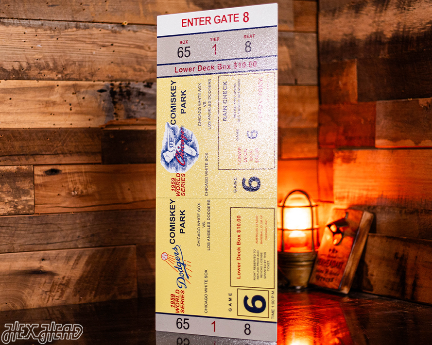 Los Angeles Dodgers Personalized 1959 World Series Ticket Stub Single Layer Metal Wall Art