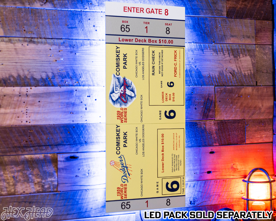 Los Angeles Dodgers Personalized 1959 World Series Ticket Stub Single Layer Metal Wall Art
