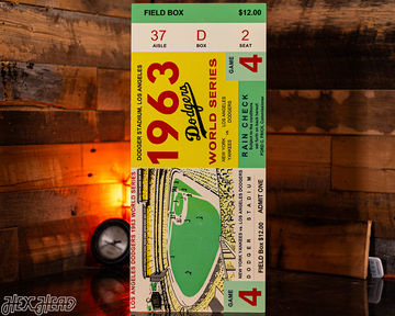 Los Angeles Dodgers Personalized 1963 World Series Ticket Stub Single Layer Metal Wall Art