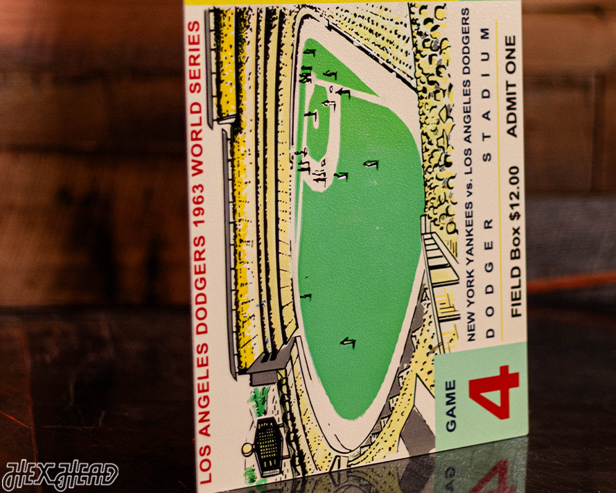 Los Angeles Dodgers Personalized 1963 World Series Ticket Stub Single Layer Metal Wall Art