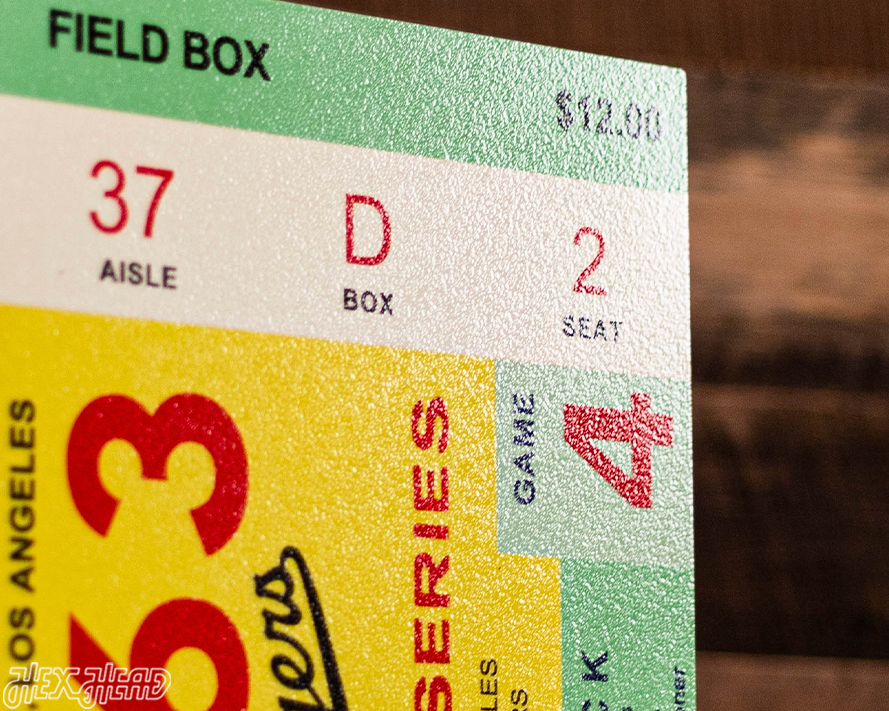 Los Angeles Dodgers Personalized 1963 World Series Ticket Stub Single Layer Metal Wall Art