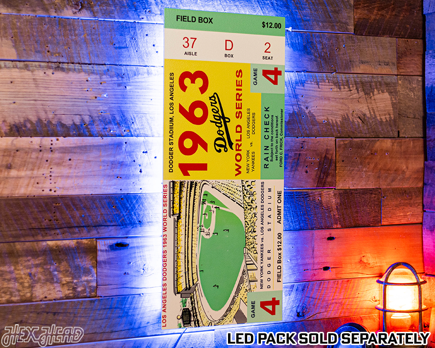 Los Angeles Dodgers Personalized 1963 World Series Ticket Stub Single Layer Metal Wall Art