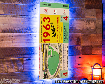 Los Angeles Dodgers Personalized 1963 World Series Ticket Stub Single Layer Metal Wall Art