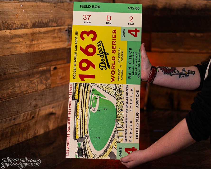 Los Angeles Dodgers 1963 World Series Ticket Stub Single Layer Metal Wall Art