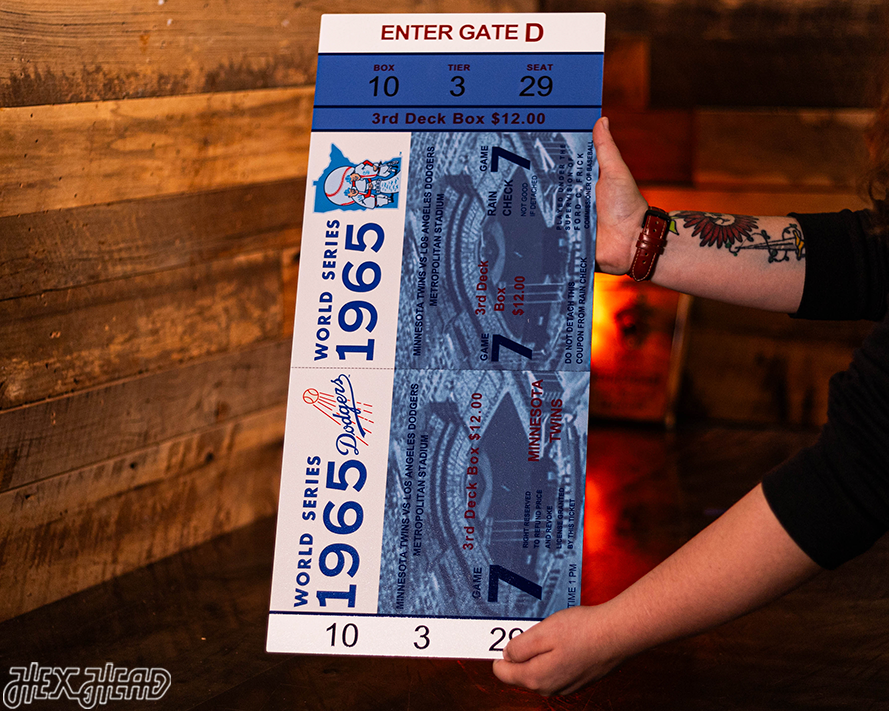 Los Angeles Dodgers 1965 World Series Ticket Stub Single Layer Metal Wall Art