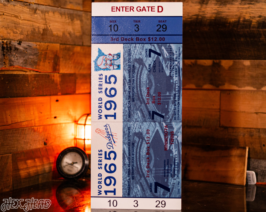 Los Angeles Dodgers 1965 World Series Ticket Stub Single Layer Metal Wall Art
