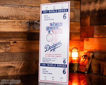 Los Angeles Dodgers 1981 World Series Ticket Stub Single Layer Metal Wall Art