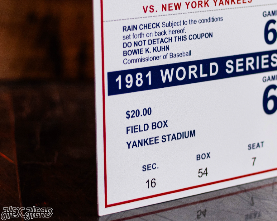 Los Angeles Dodgers 1981 World Series Ticket Stub Single Layer Metal Wall Art