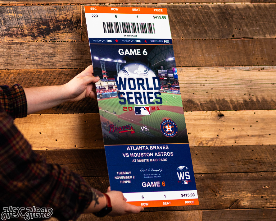 Atlanta Braves 2021 World Series Ticket Stub Single Layer Metal Wall Art