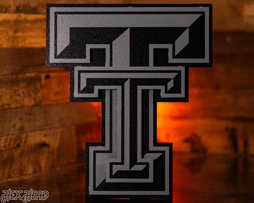 MONOCHROME - Texas Tech Red Raiders "DOUBLE T" 3D Vintage Metal Wall Art