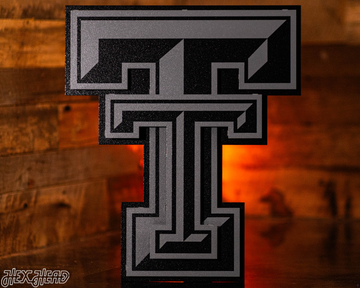 MONOCHROME - Texas Tech Red Raiders "DOUBLE T" 3D Vintage Metal Wall Art