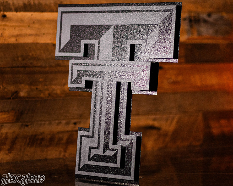 MONOCHROME - Texas Tech Red Raiders "DOUBLE T" 3D Vintage Metal Wall Art