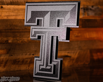 MONOCHROME - Texas Tech Red Raiders "DOUBLE T" 3D Vintage Metal Wall Art