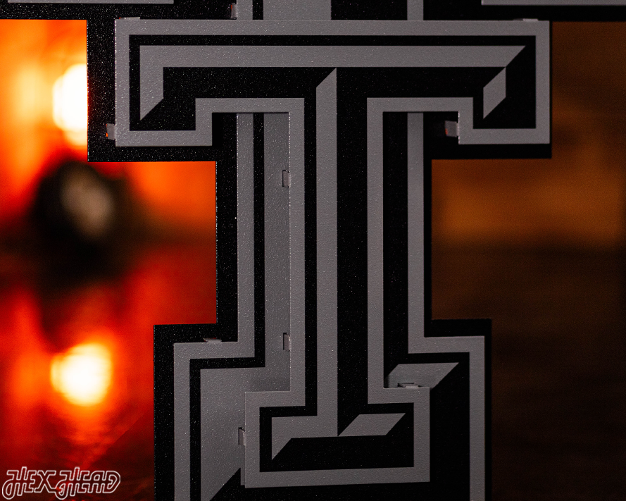 MONOCHROME - Texas Tech Red Raiders "DOUBLE T" 3D Vintage Metal Wall Art