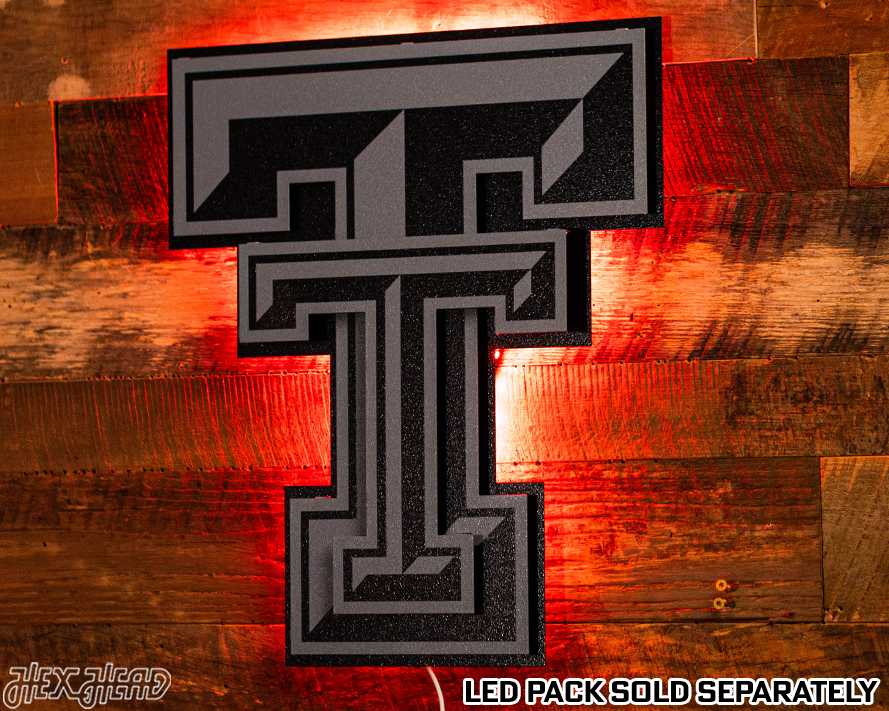 MONOCHROME - Texas Tech Red Raiders "DOUBLE T" 3D Vintage Metal Wall Art