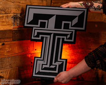 MONOCHROME - Texas Tech Red Raiders "DOUBLE T" 3D Vintage Metal Wall Art