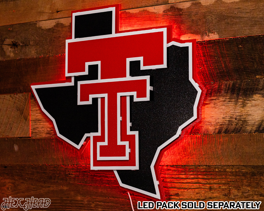 Texas Tech Red Raiders Double T On State 3D Metal Wall Art
