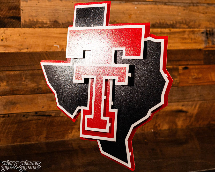Texas Tech Red Raiders Double T On State 3D Metal Wall Art