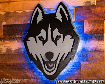 MONOCHROME - Connecticut UCONN Huskies Mascot 3D Metal Wall Art