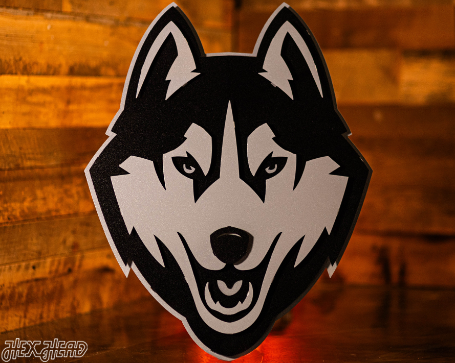 MONOCHROME - Connecticut UCONN Huskies Mascot 3D Metal Wall Art