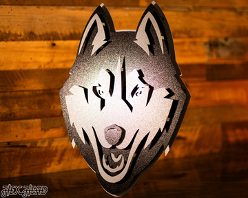 MONOCHROME - Connecticut UCONN Huskies Mascot 3D Metal Wall Art