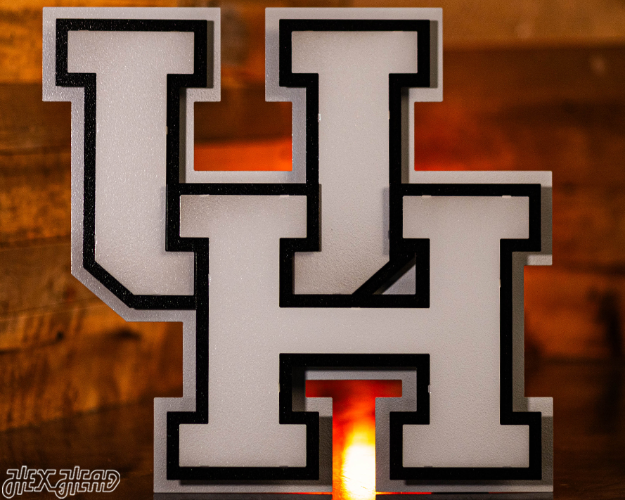 MONOCHROME -- Houston Cougars Interlocking "UH" 3D Metal Wall Art