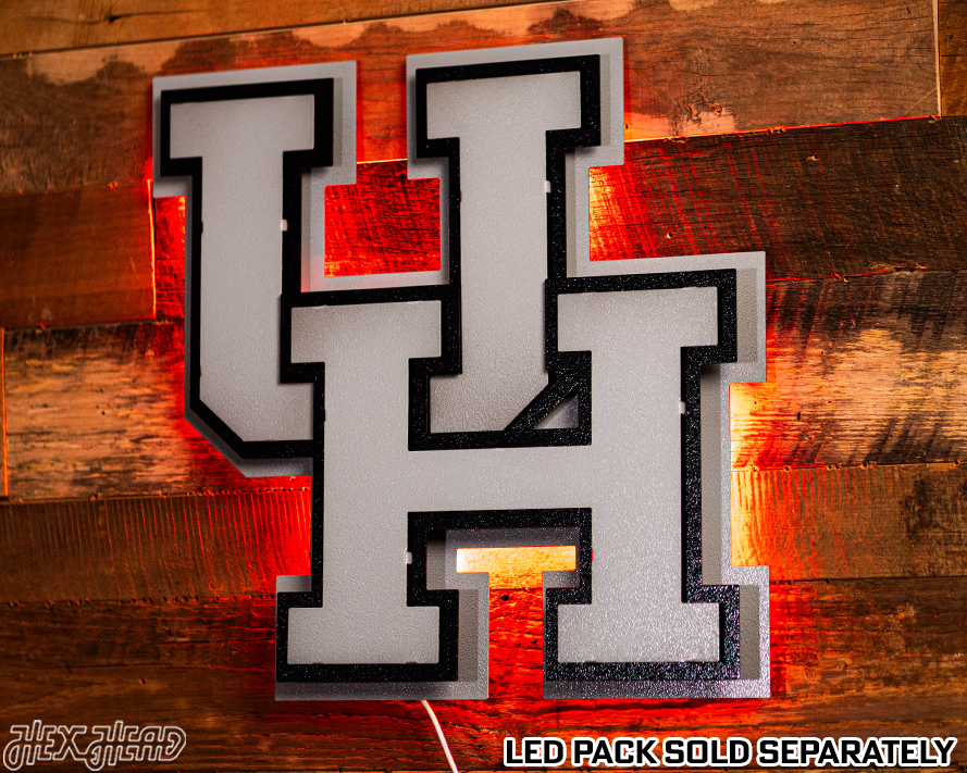 MONOCHROME -- Houston Cougars Interlocking "UH" 3D Metal Wall Art