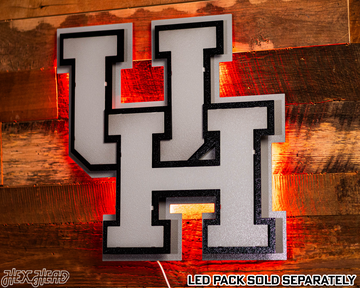 MONOCHROME -- Houston Cougars Interlocking "UH" 3D Metal Wall Art