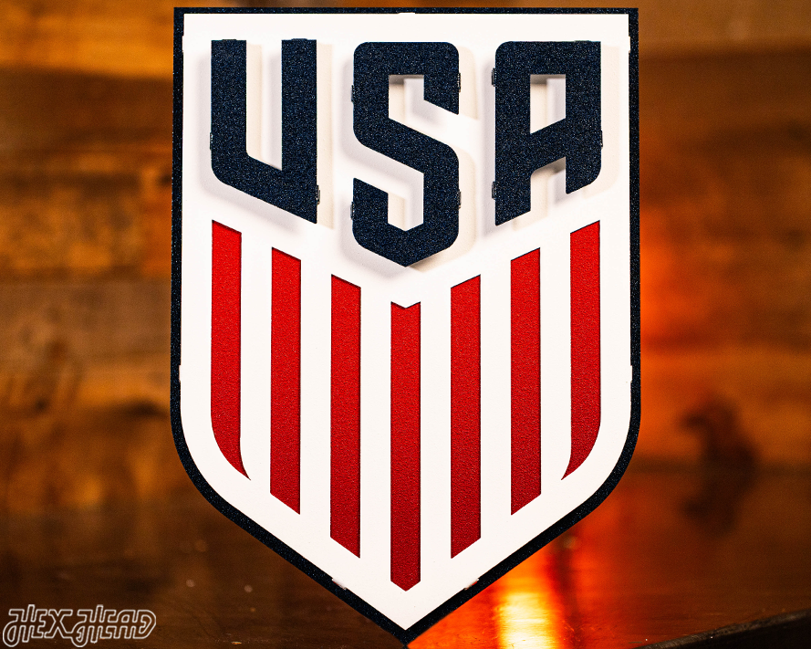 United States Soccer Shield 3D Metal Wall Art