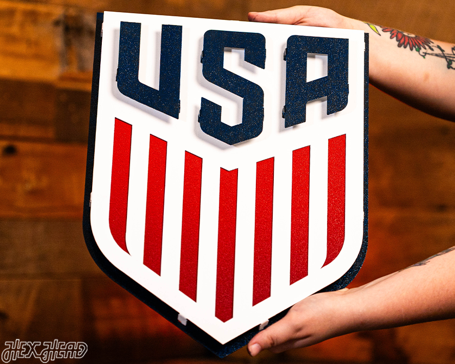 United States Soccer Shield 3D Metal Wall Art