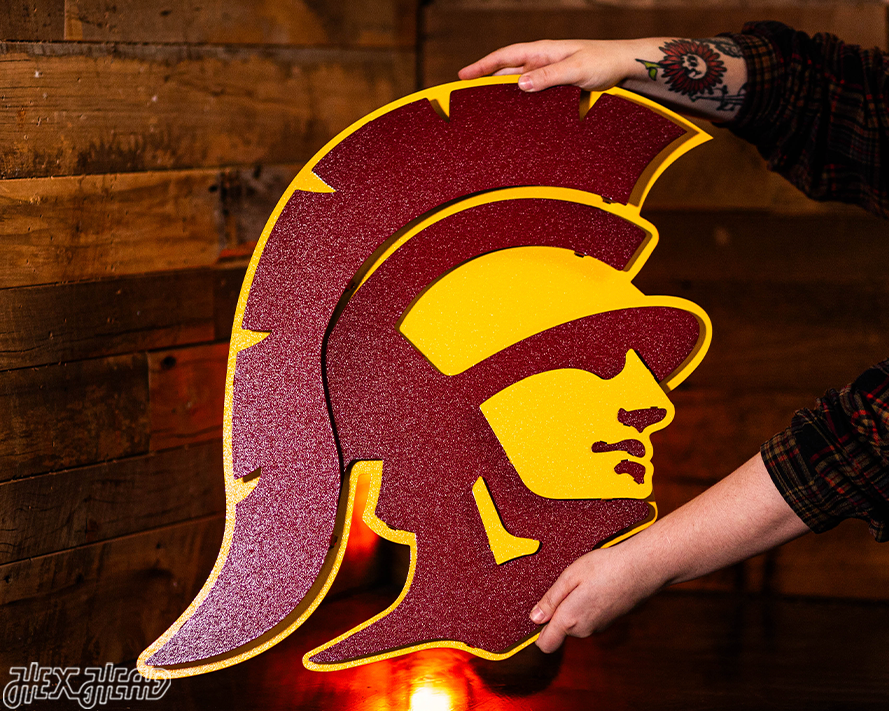 USC Southern California Trojan Mascot 3D Vintage Metal Wall Art