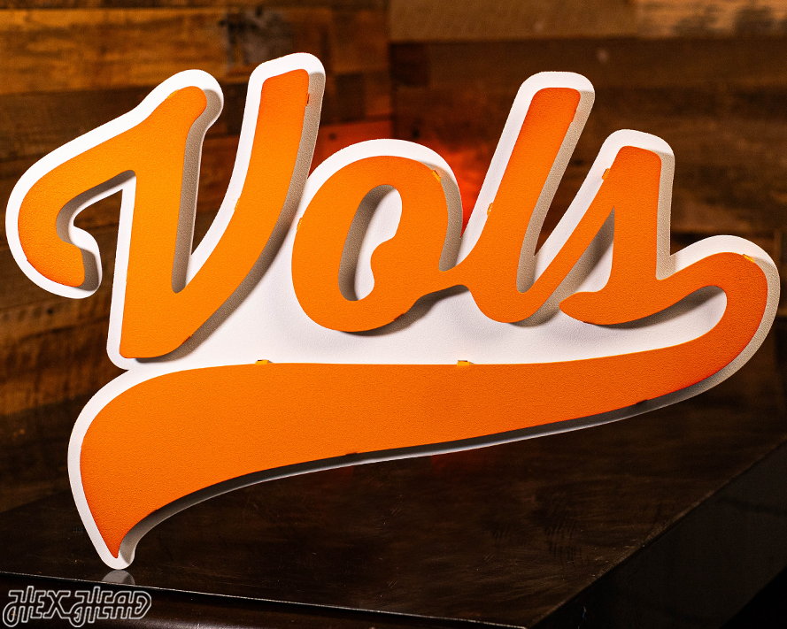 Tennessee Volunteers BASEBALL "VOLS" Script 3D Metal Wall Art