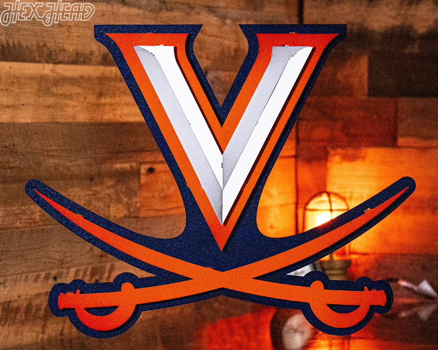 Virginia Cavaliers V on Sabres 3D Metal Wall Art