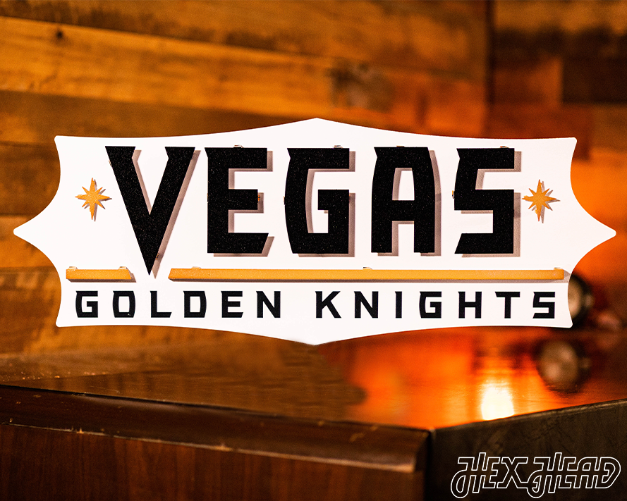 Vegas Golden Knights Wordmark 3D Vintage Metal Wall Art