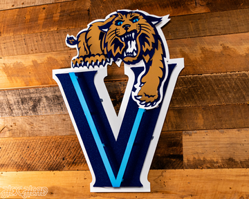 Villanova "Wildcat over the V" 3D Metal Artwork
