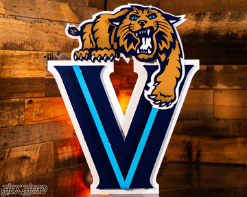 Villanova "Wildcat over the V" 3D Metal Artwork
