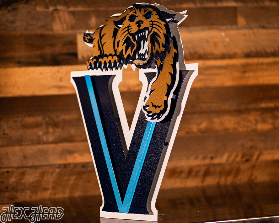 Villanova "Wildcat over the V" 3D Metal Artwork