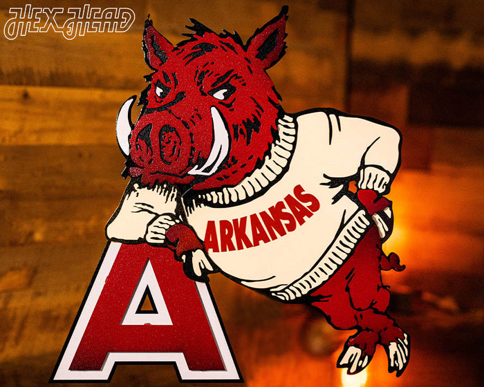 Arkansas Razorbacks Vintage Metal Wall Art - Hex Head Art