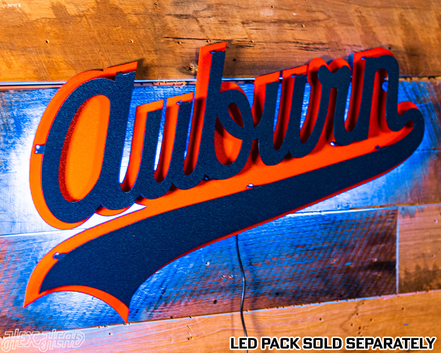 Auburn Tigers Cursive Script VAULT 3D Metal Wall Art 26" x 14"
