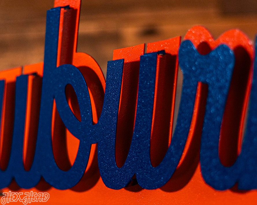 Auburn Tigers Cursive Script VAULT 3D Metal Wall Art 26" x 14"