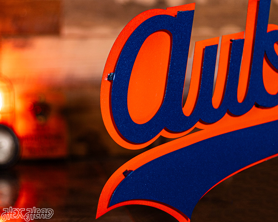 Auburn Tigers Cursive Script VAULT 3D Metal Wall Art 26" x 14"