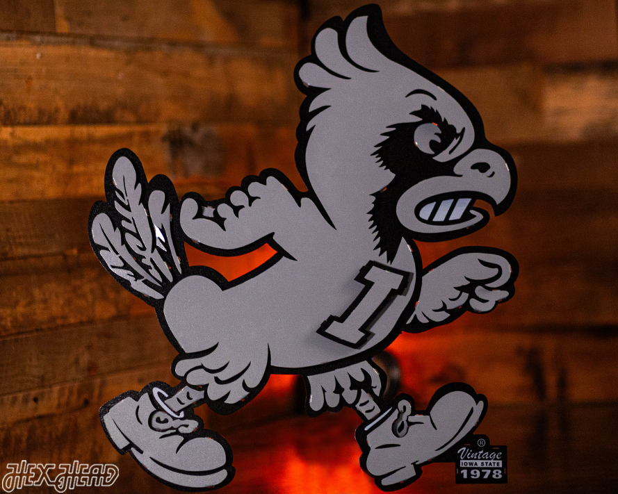 MONOCHROME -  Iowa State Cyclones VAULT "CY" 3D Vintage Metal Wall Art